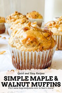 some muffins sitting on top of a white table