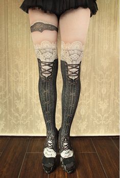 Pale Women, Gothic Stuff, Victorian Corset, Silk Clothes, Silk Stockings, Printed Tights, Lace Tights, Silk Outfit, Socks And Tights