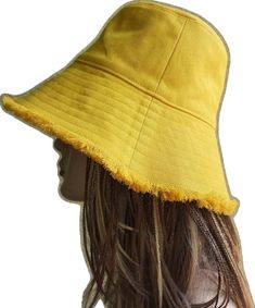 Denim Bucket Hat, Yellow Denim, Sun Protection Hat, Hat Summer, Summer Hats, Sun Hat, Panama Hat, Sun Protection, Panama