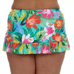 La Blanca Women’s Plus Size 20w Tropical Floral Bright Color Swim Skirt Bottoms With Tummy Control Panel. Nwt. 12.5 Inches Long 18.5 Across Waist Tropical Florals And A Ruffle Bottom Come Together To Perfection In These Plus Size Swim Bottoms From La Blanca. Sits At Hips Full Skirted Coverage Lined Shell And Lining: Nylon/Elastane Imported Fitted Green Swim Skirt, Multicolor Short Lined Skirt, Green Skirted Swim Skirt With Lining, Fitted Multicolor Skirted Bottoms, Multicolor Skirted Swim Skirt For Spring, Multicolor Spring Swim Skirt, Crochet One Piece, One Shoulder Swimsuit, Plus Size Swim