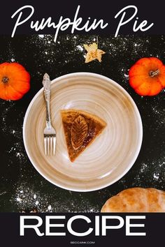 there is a slice of pumpkin pie on the plate