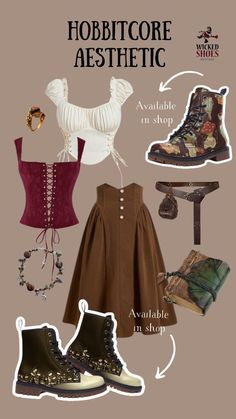 Hobbit Aesthetic Outfit, Fantasycore Outfits Casual, Whimsicore Outfits, Hobbit Core Outfits, Casual Fantasy Outfit, Fantasy Aesthetic Outfits, Hobbit Aesthetic Clothes, Hobbit Inspired Outfits, Hobbitcore Outfits