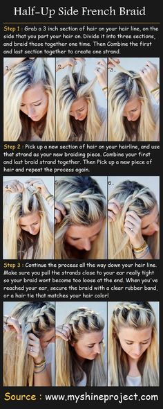 Side French Braid, Side French Braids, Awesome Hair, Braided Hairstyles Tutorials, Inspiring Images, Half Up Hair, French Braid, Great Hair, Hair Skin