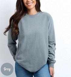 Blank Comfort Color Long Sleeve Shirt Long Sleeve Tee Wholesale Clothing Blank Shirt Long Sleeve Tshirt Women Long Sleeve Men Tee Long Shirt ✨ PRODUCT DESCRIPTION ✨ ∘ ∘ For an Oversized look, consider sizing up 1-2 above your normal size. ∘ ∘ UNISEX TSHIRT ∘ Relaxed fit ∘ Medium fabric ∘ 100% Preshrunk Cotton ∘ Garment-dyed fabric ∘ Double-needle topstitch seams for long-lasting ∘ ∘ Design colors may differ slightly from the final printed item due to the printing process and monitor calibration. ∘ ∘  📏 SIZE 📏 ∘ Adult Unisex sizing. We have a size chart on our listing photos ↑. ⏱️ SHIPPING & PRODUCTION TIME ⏱️ ∘ Please allow 1-5 business days for processing time. ∘ Shipping time is 3-5 business days. ✨ CARE INSTRUCTIONS ✨ ∘ Inside out, wash cold with a delicate cycle ∘ Hang Dry ∘ Do not u Long Trousers Outfit, Women Long Shirt, Long Sleeve Men, Tshirt Women, Sleeve Men, Women Long Sleeve Tops, Comfort Colors Tee, Comfort Color, Long Tshirt