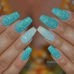 Quinceanera Nails, Simple Acrylic Nails, Glow Nails, Summer Acrylic Nails