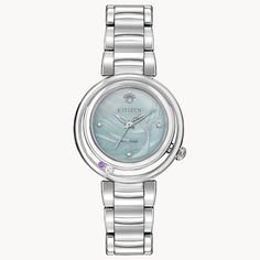 Ariel Teal Dial Stainless Steel Bracelet EM0820-56N | CITIZEN Light Watch, Macys Women, Citizen Eco, Disney Ariel, Women Watches, Eco Drive, Disney Ladies, Women Diamond, Brilliant Diamond