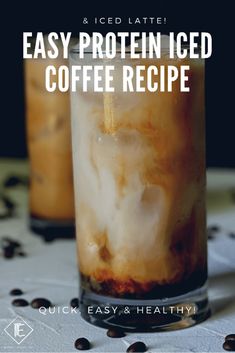 iced coffee in a glass with text overlay that reads easy protein iced coffee recipe