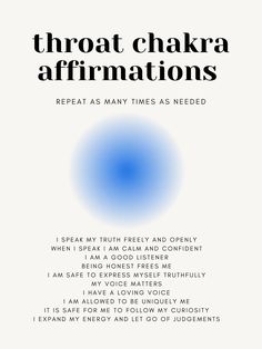 Throat Chakra Affirmations Digital Download. Chakra Guide - Etsy Balancing Throat Chakra, Spiritual Vision Board Examples, Heart And Throat Chakra, Balanced Chakras Aesthetic, Throat Chakra Shadow Work, Affirmations To Connect To Higher Self, Affirmation For Each Chakra, Unblock Throat Chakra, Vision Board Binder