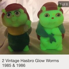 two vintage hasbro glow worms from the 1950's and 1960s's