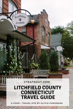 an image of a city street with the words lithicled county connecitut travel guide