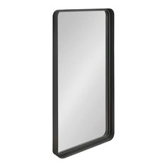 a mirror that is on the wall with a black frame and an empty reflection in it