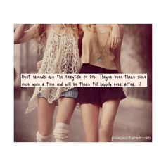 two young women standing next to each other in the street with an inspirational quote above them