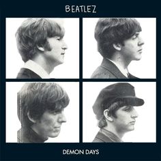 the beatles's album cover art for demon days is shown in black and white