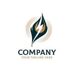 the logo for company with an image of a leaf and lightning bolt on it's side