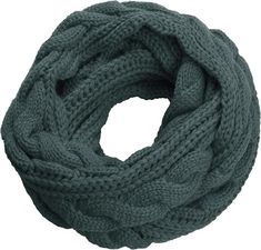 NEOSAN Womens Thick Ribbed Knit Winter Infinity Circle Loop Scarf Twist Niagara Blue at Amazon Women’s Clothing store Knitted Infinity Scarf, Cable Knit Hat, Knit Mittens