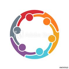 group of people holding hands in a circle, logo design for teamwork and collaboration