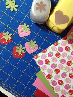 some crafting supplies are laying out on a table