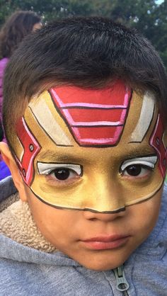 Ironman Face Paint, Marvel Face Paint, Iron Man Face Paint, Paw Patrol Face Paint, Masks Diy Kids, Superhero Face Painting, Face Paint Easy, Iron Man Face, Face Painting For Boys