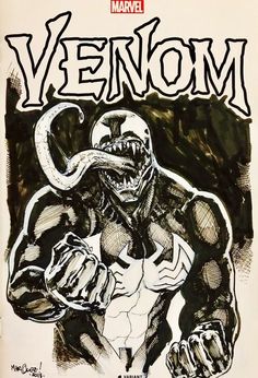 an image of a comic book cover with the title'venom'written in black and white