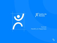 the logo for healthy life recovery, with an image of a person in white on a blue background