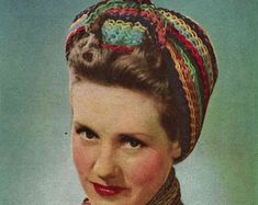 40´s crochet turban 1940s Scarf, Forties Fashion, 1940s Woman, 1940s Hats, Fashion 1940s, Make Do