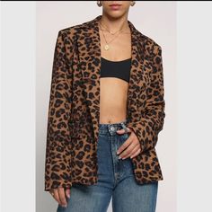 Brand New Brown Blazer For Night Out In Fall, Brown Fall Blazer For Night Out, Brown Blazer For Night Out In Spring, Brown Spring Blazer For Night Out, Chic Brown Blazer For Night Out, Leopard Print Blazer, Colored Blazer, Suit Jackets, Blazer Suit