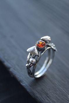 Amber ring Sterling silver Mushroom ring Woodland elven ring | Etsy Sterling Silver Fantasy Style Promise Ring, Elvish Style Silver Ring For Gift, Elven Ring, Witch Ring, Forest Ring, Witch Rings, Mushroom Ring, Elven Jewelry, Mushroom Jewelry