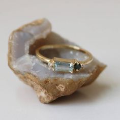 Natural Aquamarine Baguette Ring 14K Yellow Gold London Blue | Etsy Blue Topaz Baguette Cut Wedding Ring, Blue Topaz Baguette Cut Ring For Wedding, 14k Gold Emerald Ring With Gemstone Accents For Wedding, Rectangular Topaz Wedding Ring In 14k Gold, Wedding Rings With Gemstone Accents Baguette Cut, Wedding Rings With Baguette Cut Gemstone Accents, Rectangular Sapphire Ring In 14k Gold For Wedding, Rectangular Sapphire Wedding Ring In 14k Gold, Dainty Wedding Ring