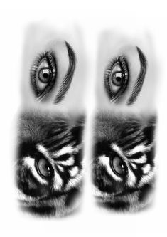 the eye of a tiger is shown in black and white