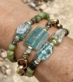 Love this #RomanGlass Bracelet Design by @boho.jo.design on #IG. #TheBeadChest #EthicallySourced #Jewelry #Chic #AfricanBeads #StoneBeads #DecorativeBeads #Turquoise #DIY #Boho #JewelryBlogger #BeadMaker #HealingStones #CrystalJewelry #HomeDecor #InteriorDesign #DIYDecor #UpcycledJewelry #RomanGlass #Handmade #HandmadeJewelry #Turquoise #PrayerBeads #WomensFashion #Beauty #MensFashion #Weaving #DIYCrafts #Necklace #BeckyOwens #Agate #FusedGlass #BeckyOwensStyle Spacer Beads Jewelry With Recycled Glass For Jewelry Making, Recycled Glass Spacer Beads Jewelry For Jewelry Making, Recycled Glass Spacer Beads For Jewelry Making, Unique Glass Faceted Beads, Boho Jewelry Bracelet, Roman Glass Jewelry, Diy Boho, Turquoise Bead Necklaces, Roman Glass