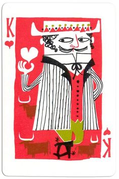 a playing card with an image of a man wearing a hat and holding a heart