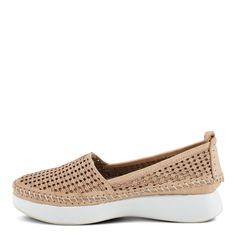 SPRING STEP Style: EMERSON With sporty style and slip-on ease, this laser cut shoe is a wardrobe game-changer. A flexible traction outsole in crisp white completes the athletic look. Perfect for weekends or errands, this slip-on shoe pairs effortlessly with athleisure and casual fits. Upper: Leather Lining: Leather Insole: Leather Outsole: Polyurethane Closure: Slip-on Heel Height: 1 1/4" Platform Height: 3/4" Features: - Removable Insoles - Fit Recommendation: Fits true to size - Intricate lase Shoe Care Kit, Italian Leather Handbags, Laser Cut Leather, Laser Cutout, Spring Step Shoes, Slip On Shoe, Casual Footwear, Sneaker Slippers, Heel Caps