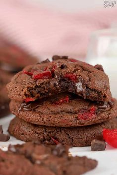 These fudgy chocolate cookies are loaded with two types of cherries and lots of chocolate chunks. The perfect cookie for Valentine’s Day or any day that you want to share a sweet treat with the chocolate lovers in your life. The combination of cherries and chocolate is fantastic!