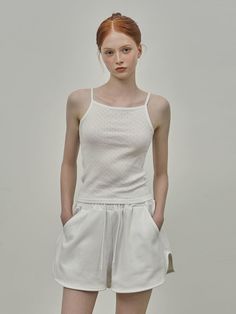 Composition : Cotton100Color : Light Beige, BlackCountry of Origin : Republic of Korea White Tank Top With Tank Straps For Spring, Casual Spring Vest With Tank Straps, Casual Vest With Tank Straps For Spring, Casual Tank Strap Vest For Spring, Chic Spring Vest With Tank Straps, White Knit Tank Top For Spring, White Sleeveless Camisole For Spring, Spring Cotton Vest With Tank Straps, Cotton Vest With Tank Straps For Spring