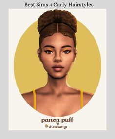 a woman's face with the words best sims 4 curly hairstyles