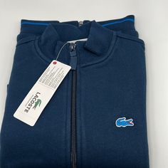 Lacoste Boys Zip Up Sweater Size Us 8 Navy Blue Cotton Outerwear With Ribbed Collar, Zip Up Sweater, Kids Jacket, Sweater Sizes, Zip Ups, Jackets & Coats, Navy