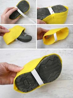 step by step instructions on how to make a slipper shoe for someone's feet