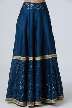 Shop for Bohame Blue Chanderi Silk Lehenga Set for Women Online at Aza Fashions Teal Blue Lehenga, Chanderi Silk Lehenga, Sheer Dupatta, Blue Dart, Blue Lehenga, Embellished Neckline, Sequin Embroidery, High Waist Skirt, Silk Lehenga