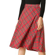 The elegant A-Line swing flare drape silhouette gives you reliable coziness all around the year. Updating your plaid collection with this belted tartan skirt that features a swing flare skirt hem. The chic check and comfortable fabric make this charming pleated skirt a young preppy favorite. Merging classic feminine and modern style, this plaid skirt with a removable belt perfectly shows your charming silhouette. Vintage Midi Skirt, Holiday Skirts, Basic Blouses, Mid Skirt, Tartan Skirt, Mid Length Skirts, Vintage Plaid, Plaid Skirt, Plaid Skirts