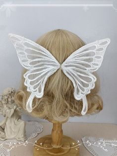 White / Black / Pink Big Butterfly Lolita Hairclips Butterfly Clip Hairstyles, Hairstyles Butterfly, Butterfly Headpiece, Butterfly Hair Accessories, Butterfly Haircut, Hairstyles Design, Headpiece Accessories, Hand Work Design, Fairy Outfit