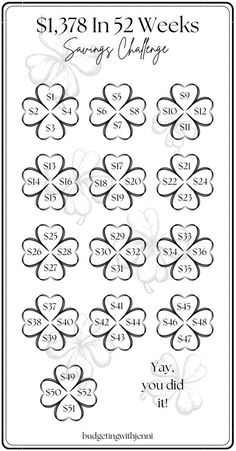 the $ 3, 789 in 2 weeks savings chart for each lucky shamrock clover