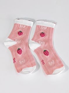 Lace Trim Strawberry Socks Kawaii Crochet Pattern - Vintage-inspired lace socks with a sweet strawberry design and crochet pattern. These boho-style, kawaii socks are perfect for anyone who loves cute, nostalgic fashion with a playful twist. Unisex Custom Pattern Crew Socks are crafted from high-quality cotton, providing exceptional comfort and durability. They're designed to offer a soft touch and breathable wear, making them ideal for everyday wear. 🌼 Usage Scenarios These socks are perfect f Strawberry Socks Aesthetic, Socks Crochet Pattern, Strawberry Socks, Boho Socks, Socks Bow, Nostalgic Fashion, Socks Crochet, Bow Socks, Socks Aesthetic