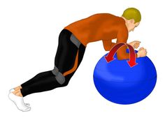 a man doing push ups on an exercise ball