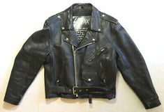 ad eBay - ITEM: Original straight out of Hollywood late 80's early 90's. Inventory Location: Jacket Rack. SLEEVE LENGTH- 25 1/2". Rock Style Leather Jacket With Long Sleeves, Rock Style Long Sleeve Leather Jacket, Rock Style Fitted Leather Jacket For Biker Events, Rock Style Leather Jacket For Fall, Winter Rock Style Leather Biker Jacket, Spring Rocker Leather Jacket For Biker Events, Moto Style Long Sleeve Outerwear For Concert, Rock Style Fitted Biker Jacket For Biker Events, Rock Style Fitted Biker Jacket For Events