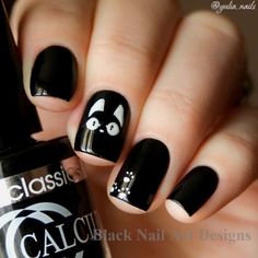 Cat Nail Designs, Cat Nail Art, Nail Art Halloween, Anime Nails, White Nail Designs, Cat Nails, Halloween Nail Art