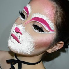 March Hare Makeup, Easter Make Up, Bunny Makeup Aesthetic, Bunny Makeup Halloween, Easter Bunny Makeup, Easter Makeup Looks, Bunny Halloween Makeup, Bunny Face Paint, Carnaval Make-up