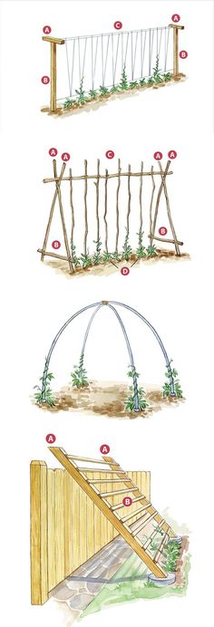 four different types of garden trelliss