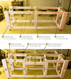 two pictures showing how to build a diy shelving unit