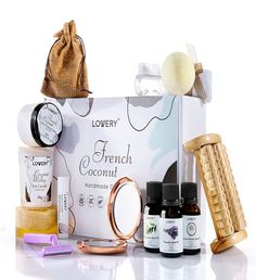 Bath Gift Set, 20pc French Coconut Aromatherapy Spa Gift Basket for Women & Men, Self Care Package Spa Kit, Handmade Gift Box, Body Oils, Organic Lip Balm, Bath Bomb, Spa Gifts for Christmas, Birthday | LUXURIOUS COCONUT FRAGRANCE - The natural relaxing scent of Lovery's French Coconut Bath Set creates luxurious aromatherapy that promotes holistic wellness. It offers a soothing fragrance that indulges your mind, body, & soul | 1-800-Flowers Gifts Delivery Uniquemade Body Care Gift, 20Pc French C Men Self Care, Gift Basket For Women, Toning Cream, Self Care Package, Coconut Bath, Bath Kit, Loofah Soap, Home Spa Treatments, Gift Baskets For Women