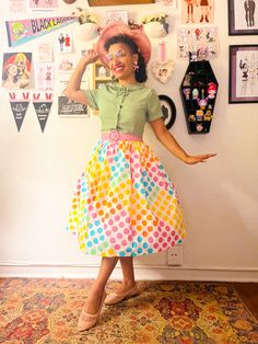 With a nod towards op-art prints of the past, the classic "button" candy (delivered as dabs of sugar on strips of paper) is the inspiration for this season's print. It's part of the "Sweet & Chic" collection designed by DAPPER DAY® founder Justin J. The Gloria Skirt in Dot Candy print by DAPPER DAY This cute classic pleated skirt is available this season in Dot Candy print by Dapper Day; perfect all year-round. We love the bright colors of this print, creating endless looks to play with. PRODUCT Dot Candy, Candy Print, Dots Candy, Dapper Day, Shopping Day, Op Art, The Sweet, Skirt Length, Pleated Skirt